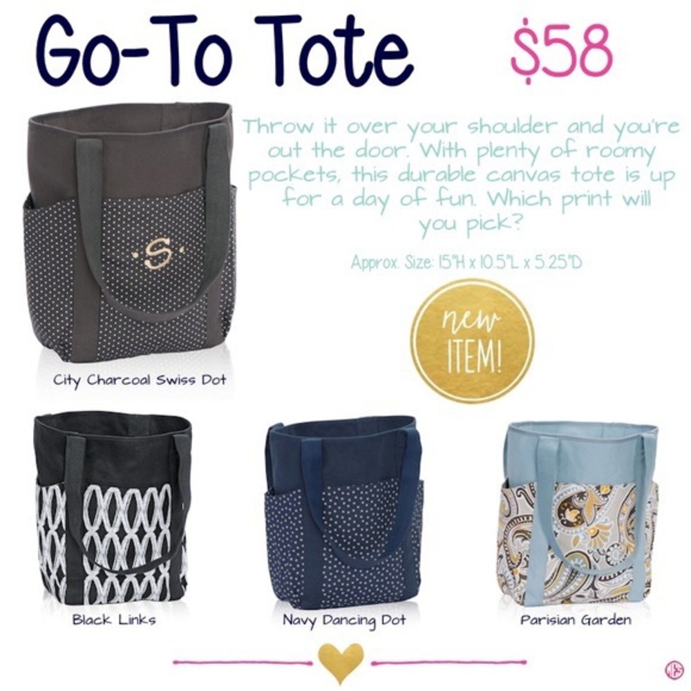 Thirty one Go-to tote- navy dancing dots NIP - Picture 4 of 4